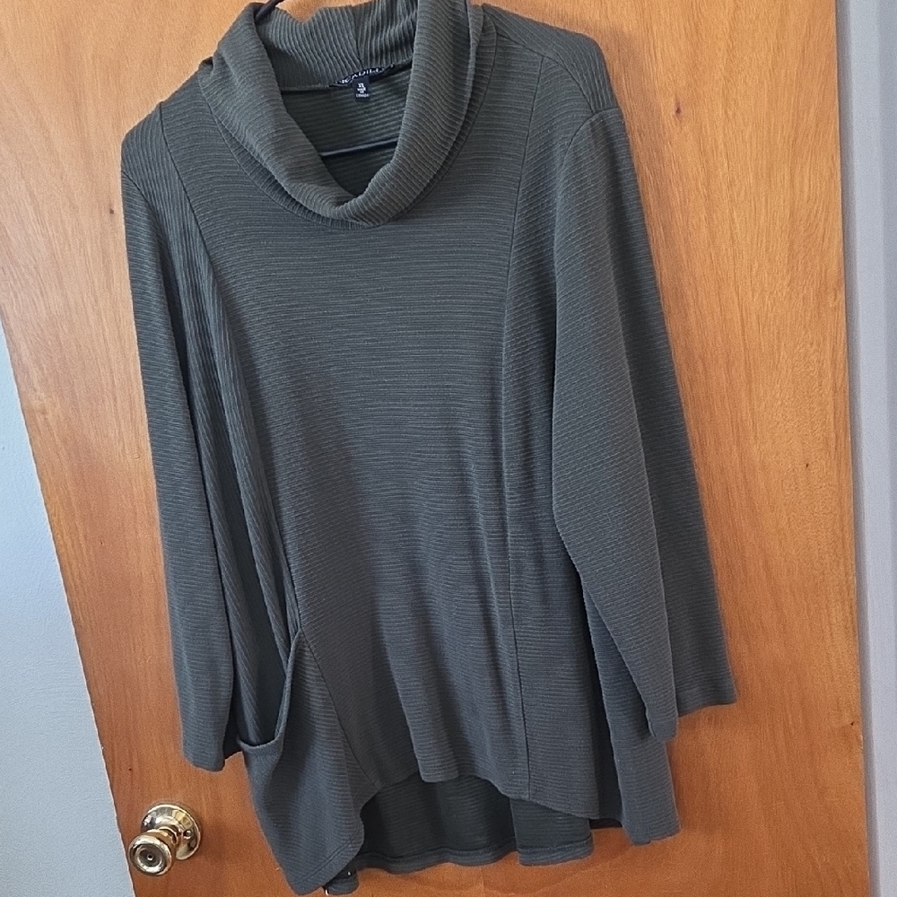 Picadilly Fashion Dark Green Cowl Neck Sweater  Bust 22 Sleeve 21 Longer In Back